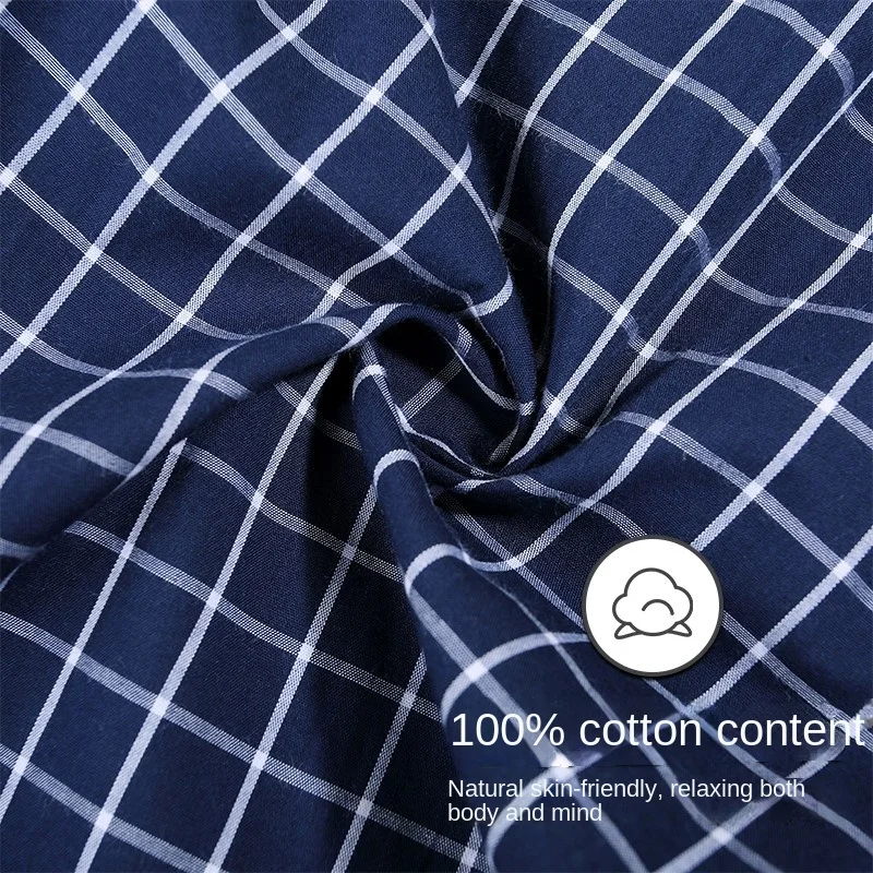 Semplice plaid 100% cotone lavorato a maglia pantaloni da notte da uomo morbidi pantaloni da notte da uomo casual moda pantaloni da casa pantaloni plus size