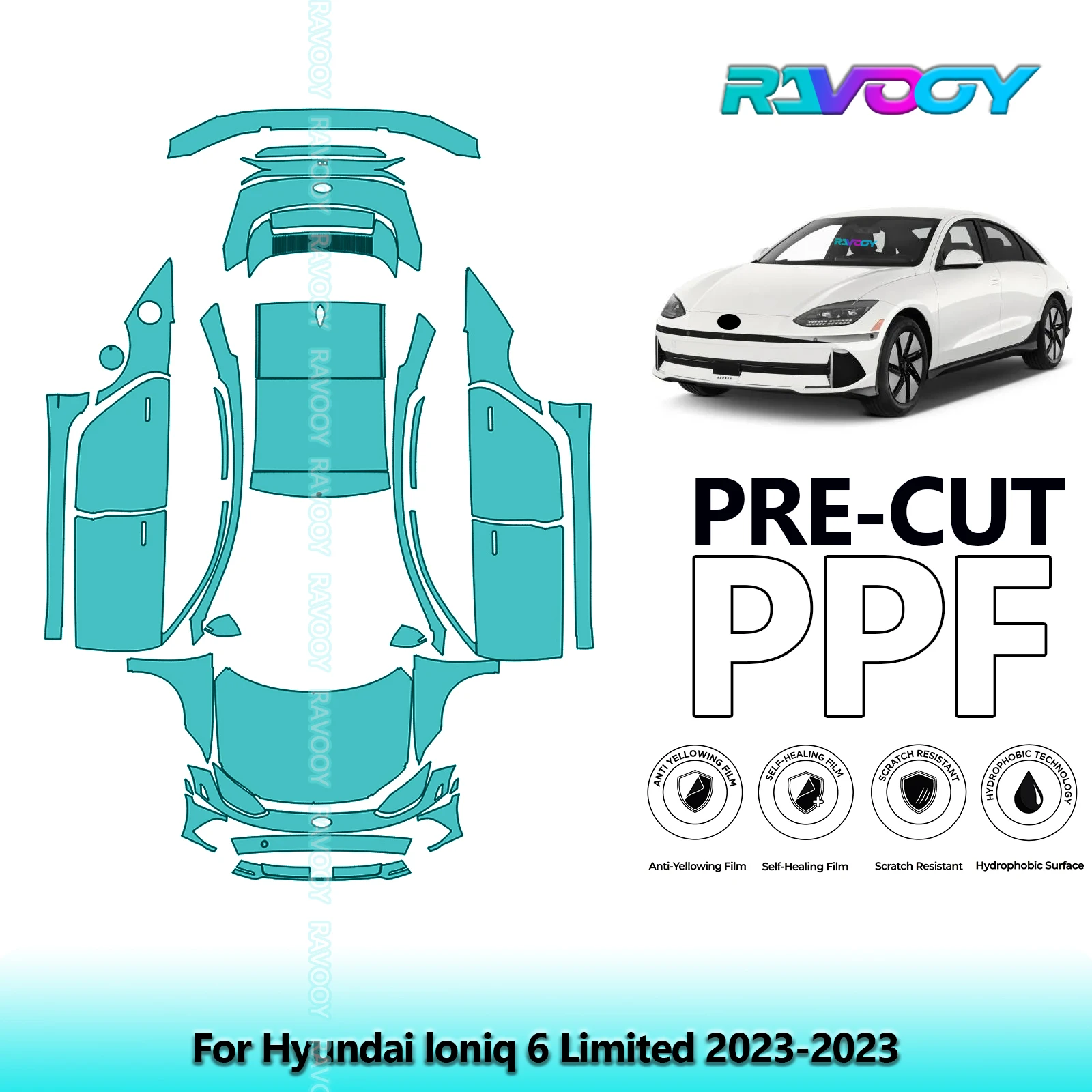 

Car Precut PPF Paint Protection Film Full Vehicle For Hyundai loniq 6 Limited 2023-2023