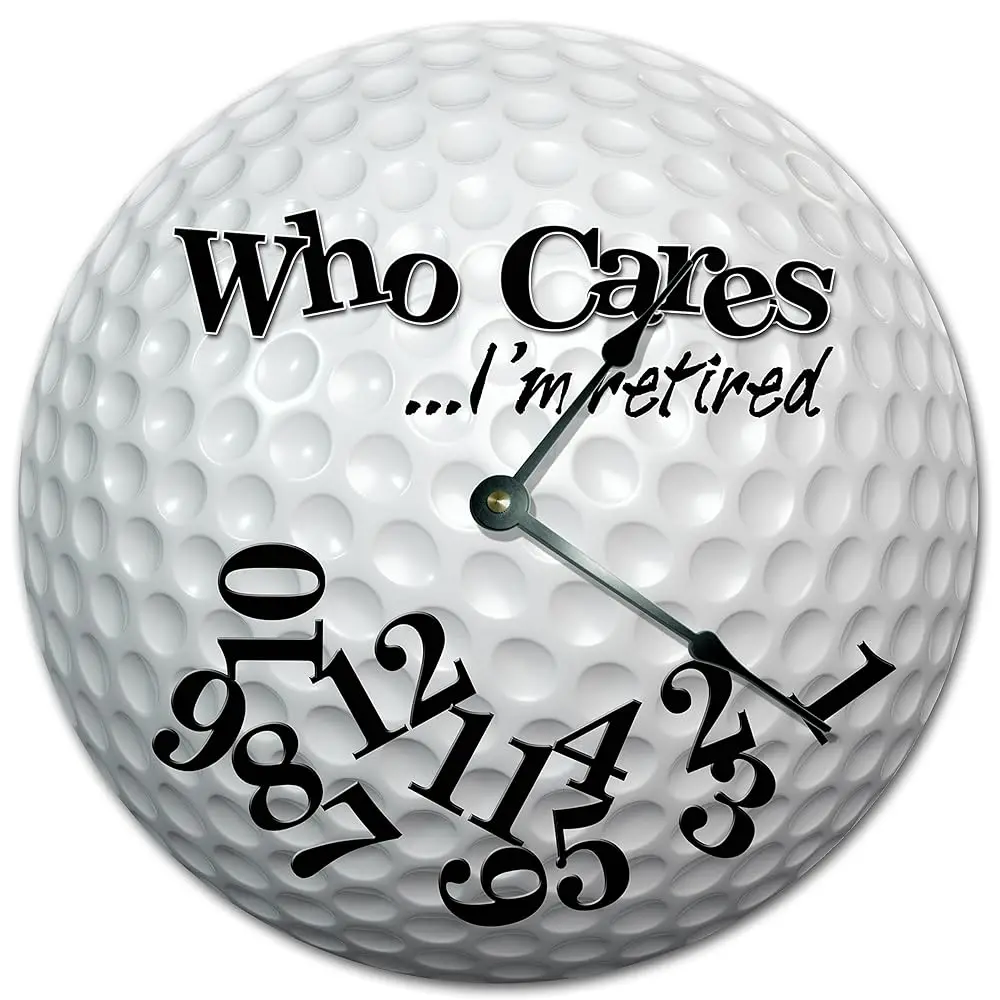 

10.5"" Who Cares I'M Retired Golf Ball Design Clo - Words Clo - Large 10.5"" Wall Clo - Home Décor Clock