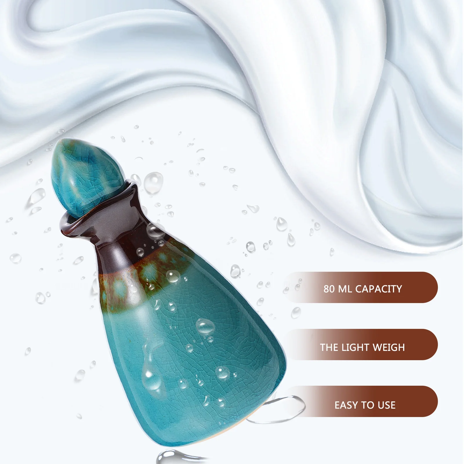 

80ml Ceramic Essential Oil Bottle Ice Cracked Glaze Leak Resistant Perfume Lotion Storage Essential Oils Container