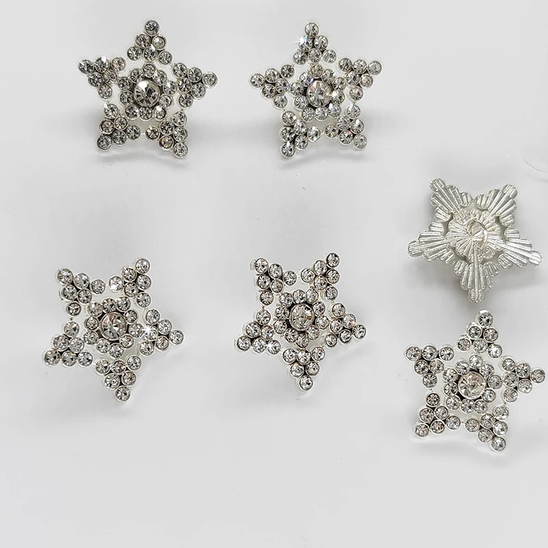 زر مطلي بالفضة لمعاطف ذاتية الصنع ، أزرار معدنية ، جودة عالية ، بيع بالجملة ، عرقوب خياطة ، تصميم نجمة ، 20 فضفاض #5