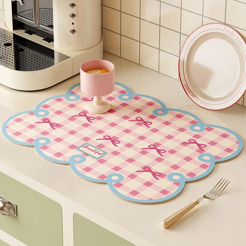 Cute bow placemat, anti-scalding and heat-insulating mat, microwave oven, dirt-resistant  table mat ins Korean home decoration