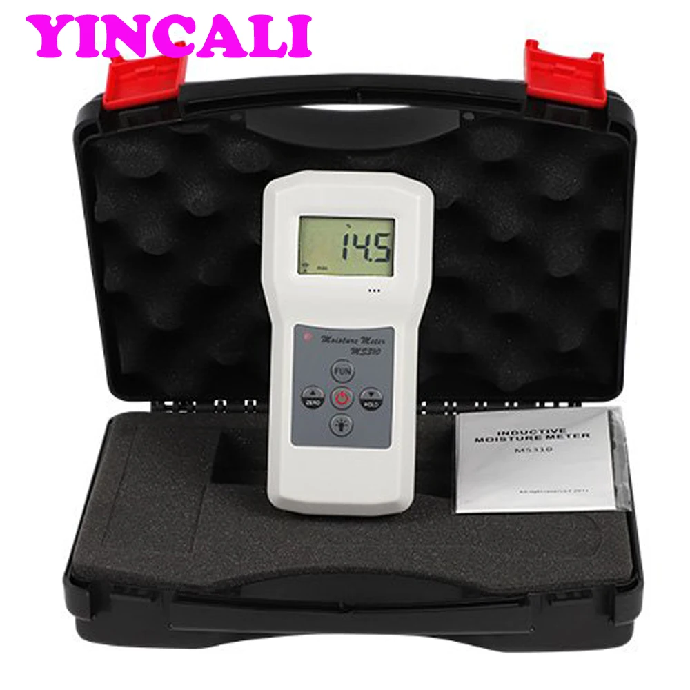 

Inductive Moisture Meter MS310 For wood Measures Data hold function Measure Material Material code select 20 kinds
