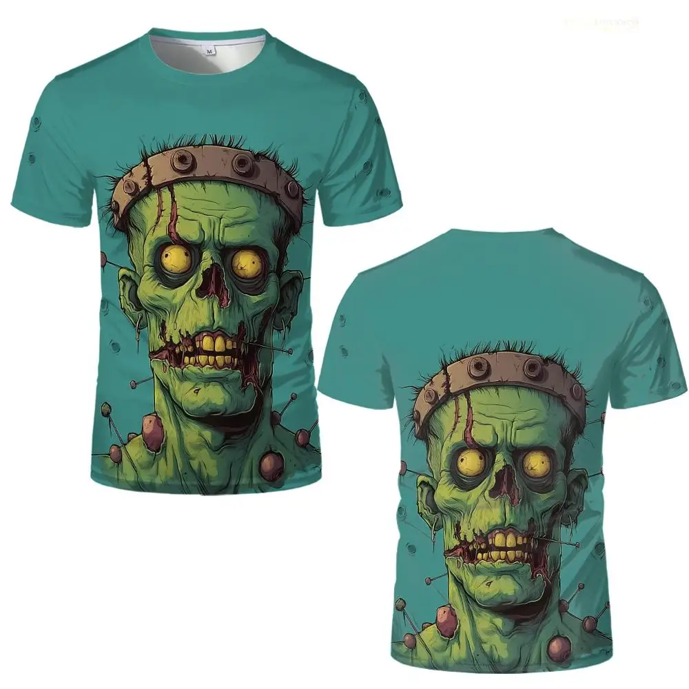 هالوين الرعب نمط تي شيرت عطلة حفلة الكرتون غيبوبة طباعة قصيرة الأكمام بلايز شخصية الهيب هوب الشارع موضة الملابس