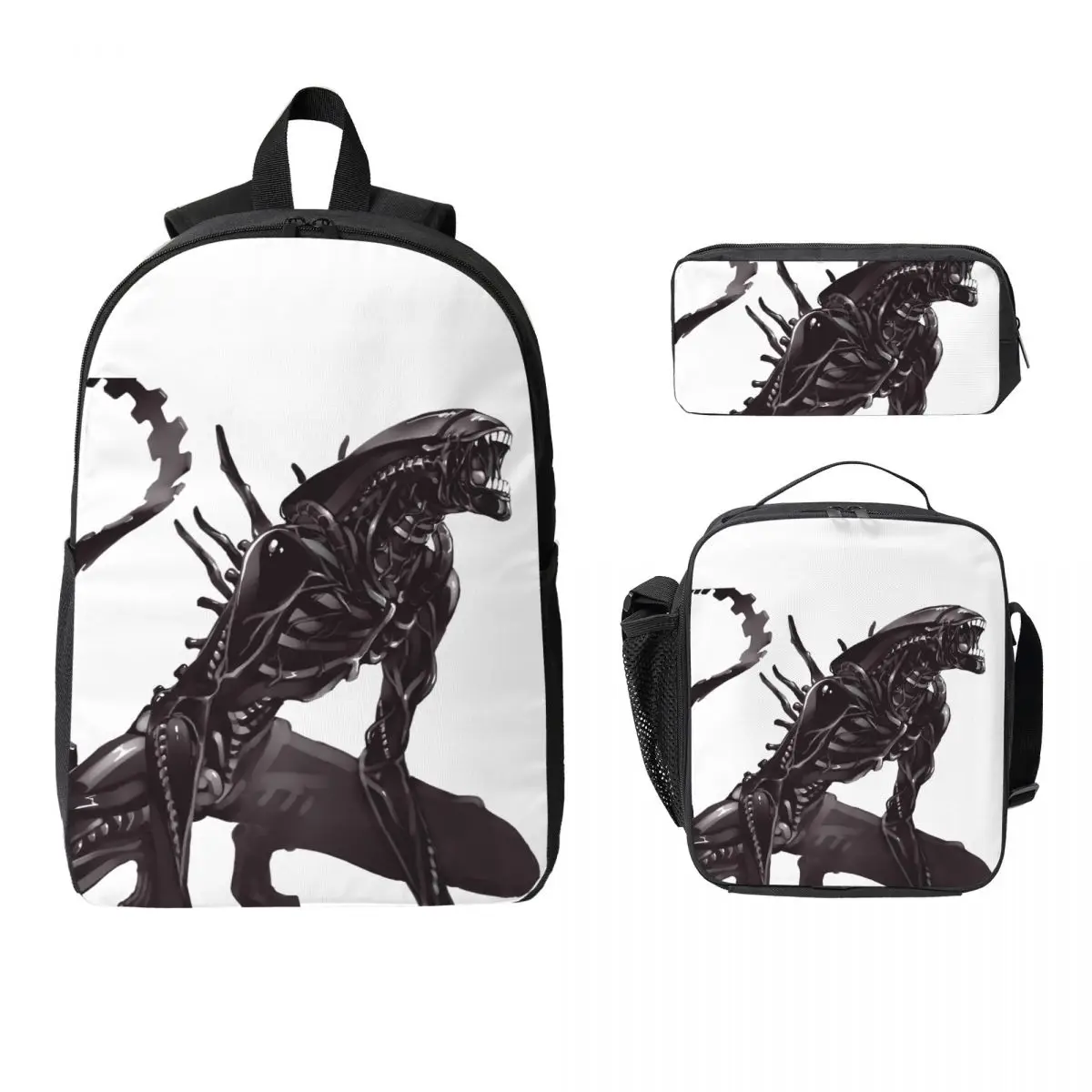 

Xenomorph Alien Backpack Student Boys Girls BookBag School Bag Laptop Shoulder Bags 3ps Insulated Lunch Bag Pencil Case