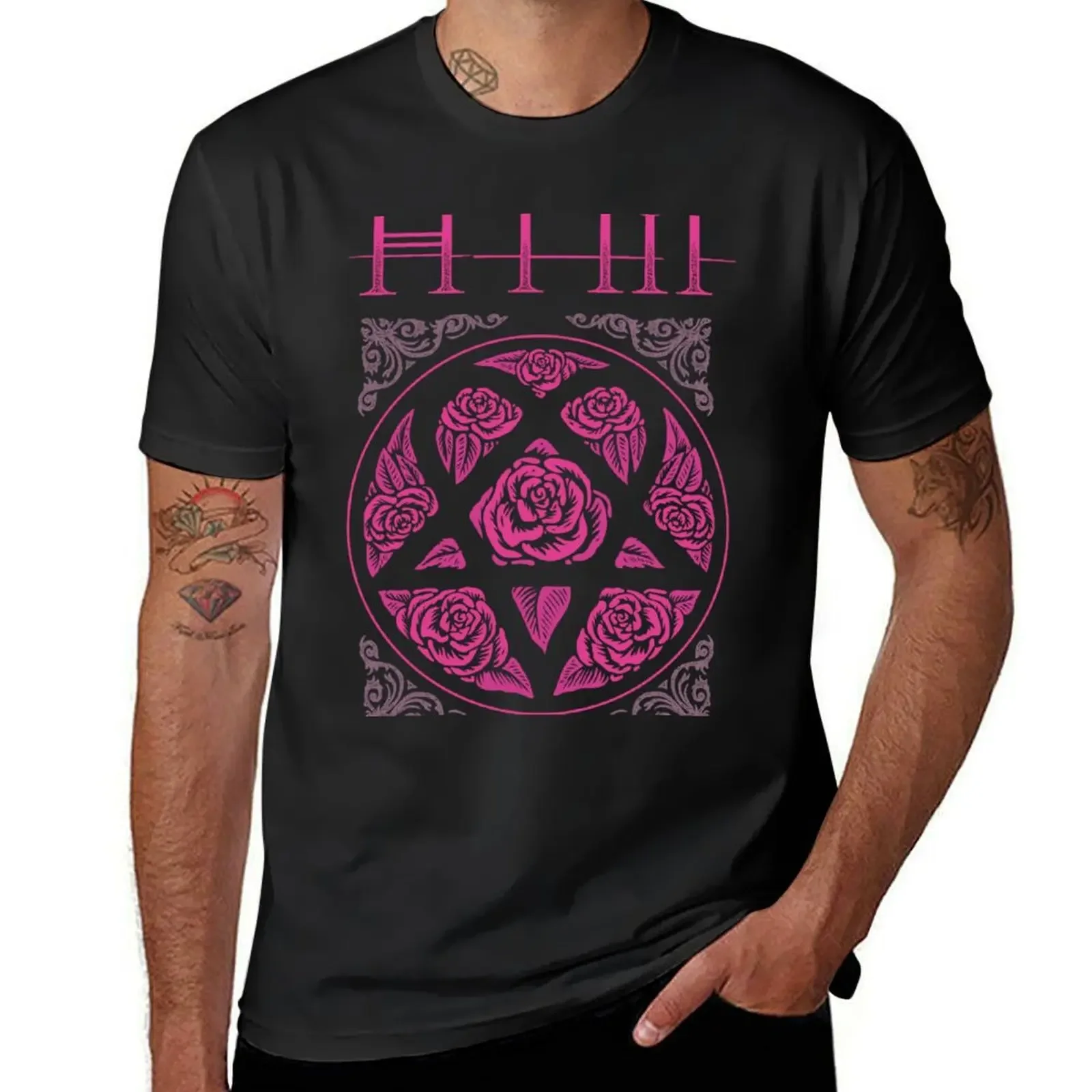 

Heartagram Him Band Tee Heartagram tee Pink Him Band Logo T-Shirt anime korean fashion Blouse men t shirt