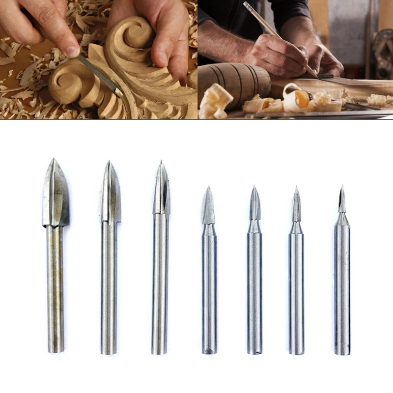 Wood Engraving Drill Bits Set Steel Carbide Grinding Tool for Woodworking Drilling Engraving Knife Wood Drill Bits