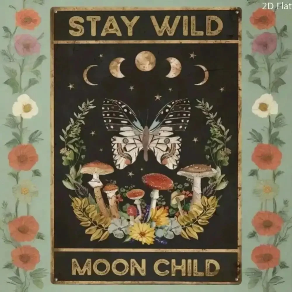 Stay Wild Butterfly Metal Wall Art, Rustic Vintage Wall Decor for Bedroom Living Room