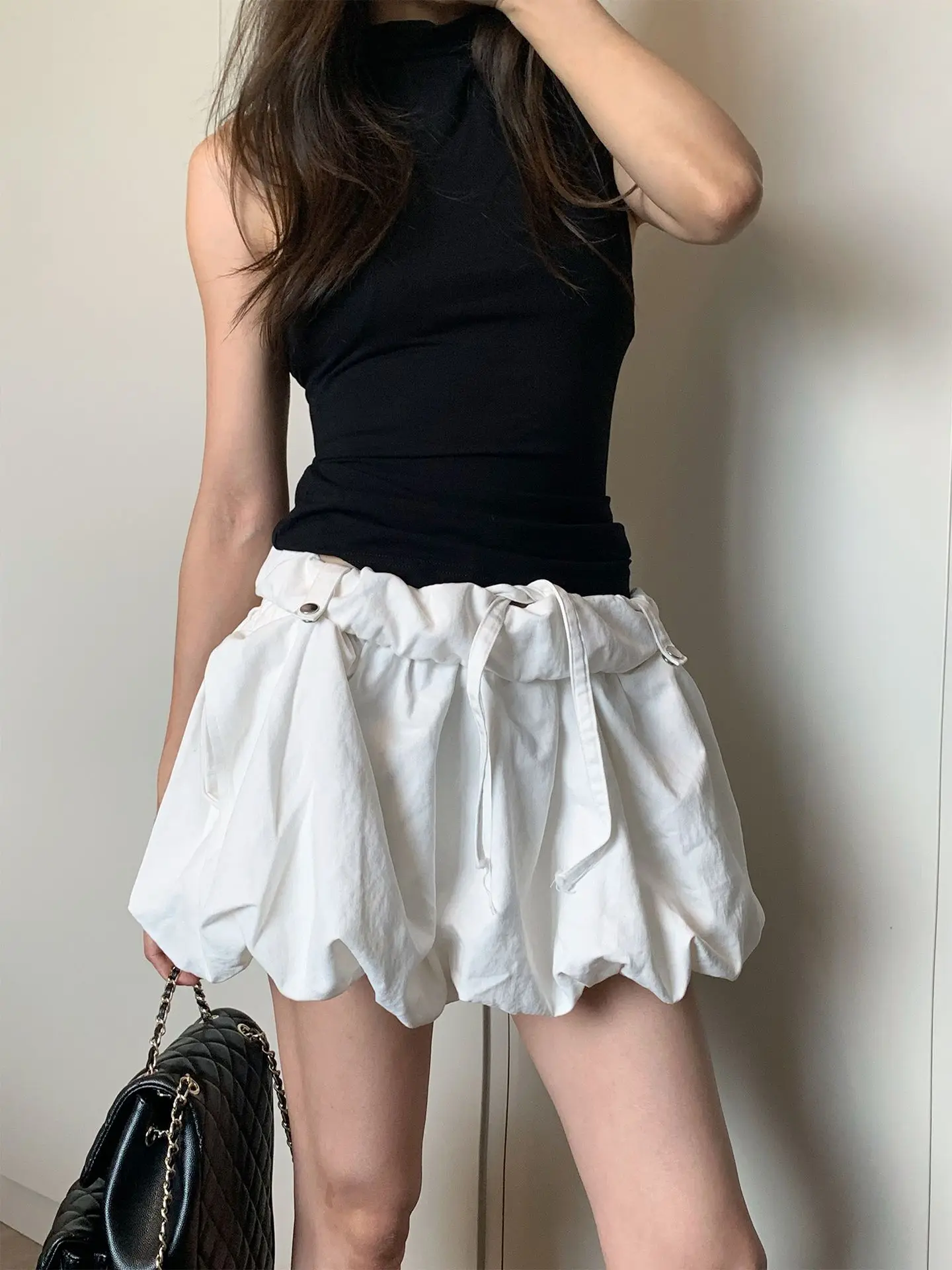 Summer New Pleated Waist and Head Pleated Fluffy Bud Skirt Personalized Half-length Short Skirt for Women