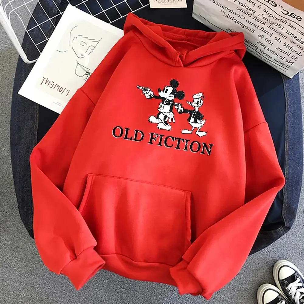 Disney Pattern Loose Male Sweatshirts Pocket Mickey Mouse Donald Duck Print Clothing Men Hoodies Autumn Winter Popular Pullover