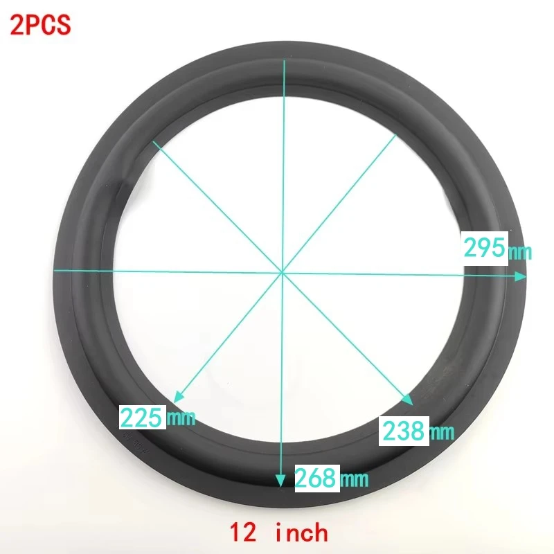 2Pcs 12 Inch Speaker Rubber Repair Suspension Surround 295MM Folding Ring Full Range Woofer Speaker Replacement Rubber edge