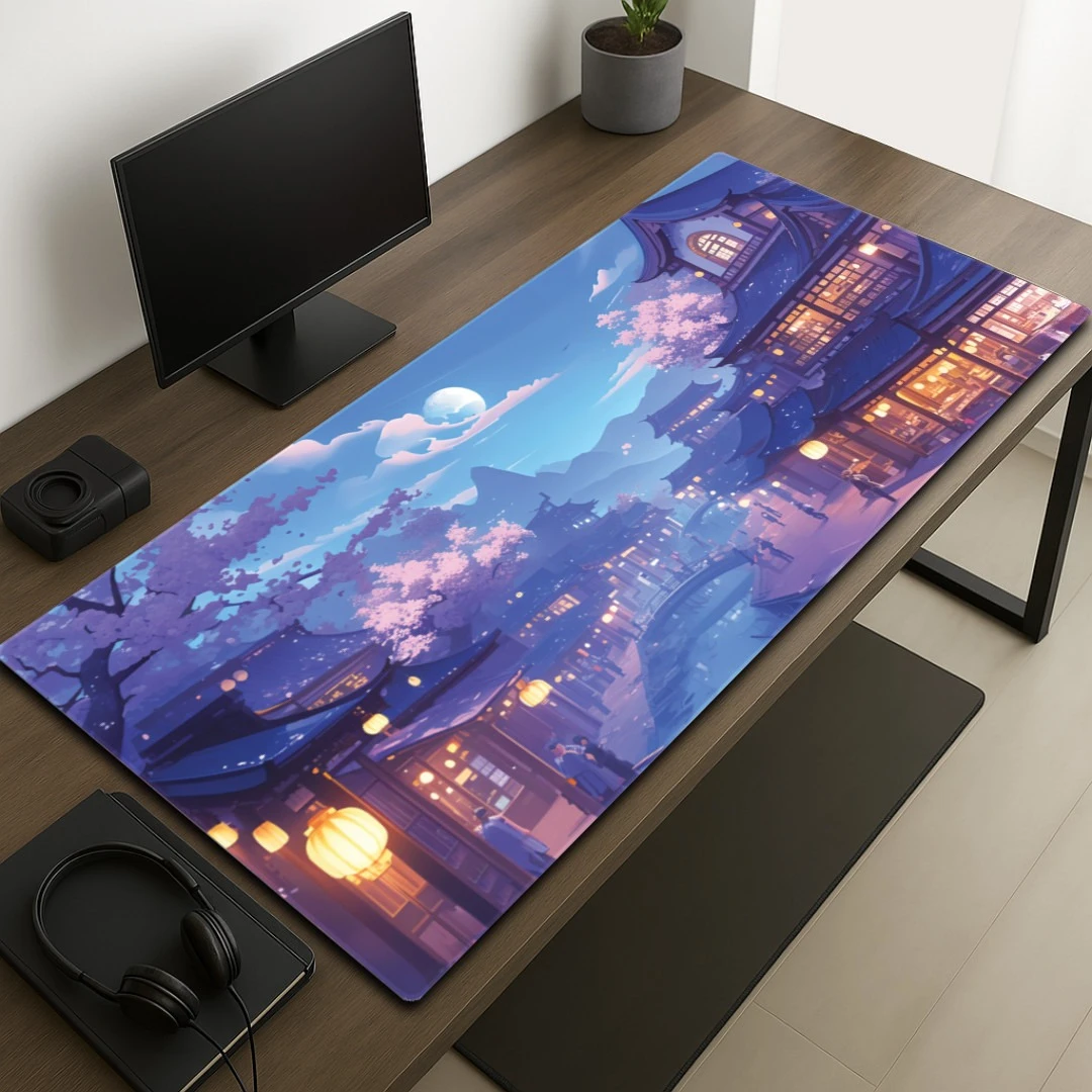 

Lantern-lit retro street night scene mouse pad, high-definition printed rubber, anti-slip, washable computer accessories