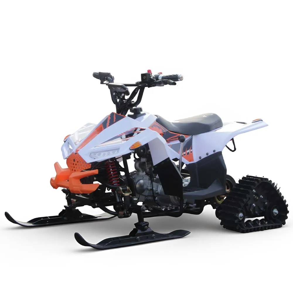 Mini Snowmobile 125cc ATV Snow Vehicle Off Road Front Ski Rear Track Chain Drive Automatic CDI Electric Start 80km Range Winter