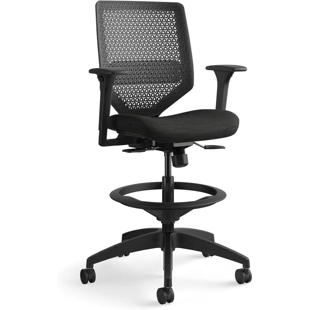 

Ergonomic Standing Desk Chair with Lumbar Support and Footrest, Adjustable Height Office Chair