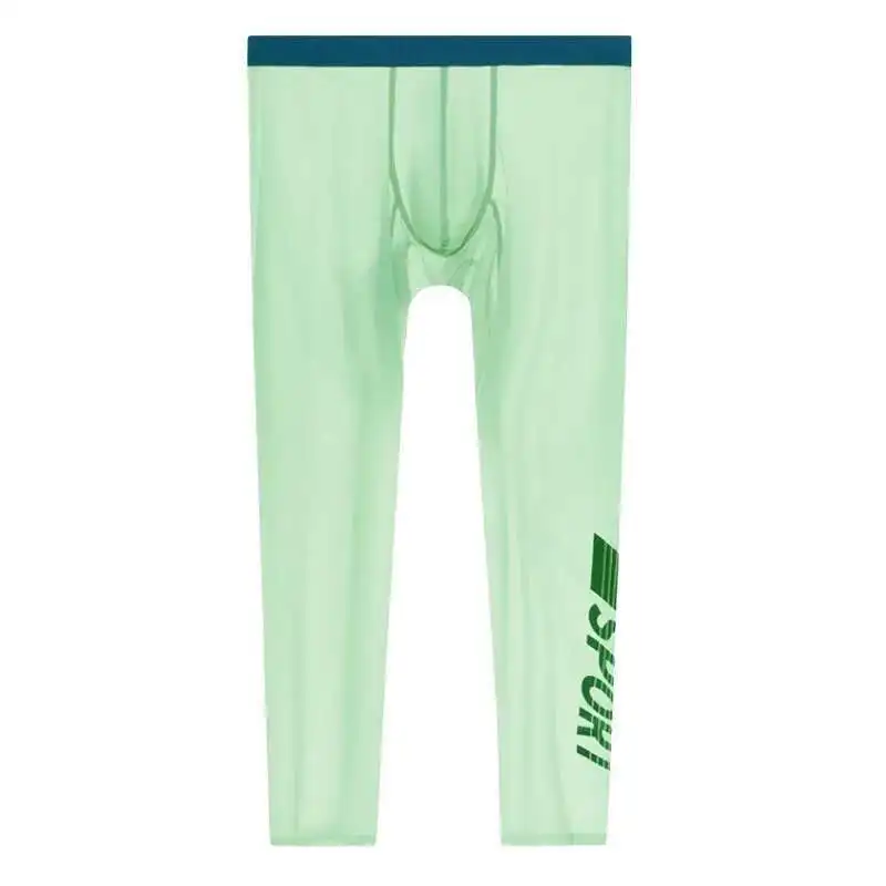 Ultra Thin See Through Men's Tight Fitness Running Sweatpants Leggings Plus Size Training Joggers Sweat Trousers