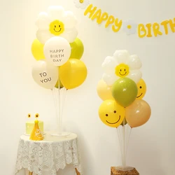 Ins Baby Shower Daisy Smiley Latex Balloon Stand Wedding Party Decoration Kids Birthday Party White Flower Balloon Holder