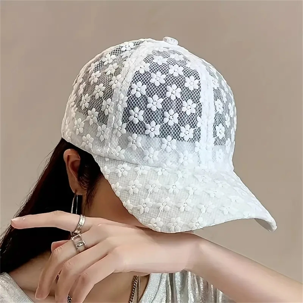 Ladies Flower Sun hat-uv-proof baseball hat spring and summer breathable outdoor sports and activities cap