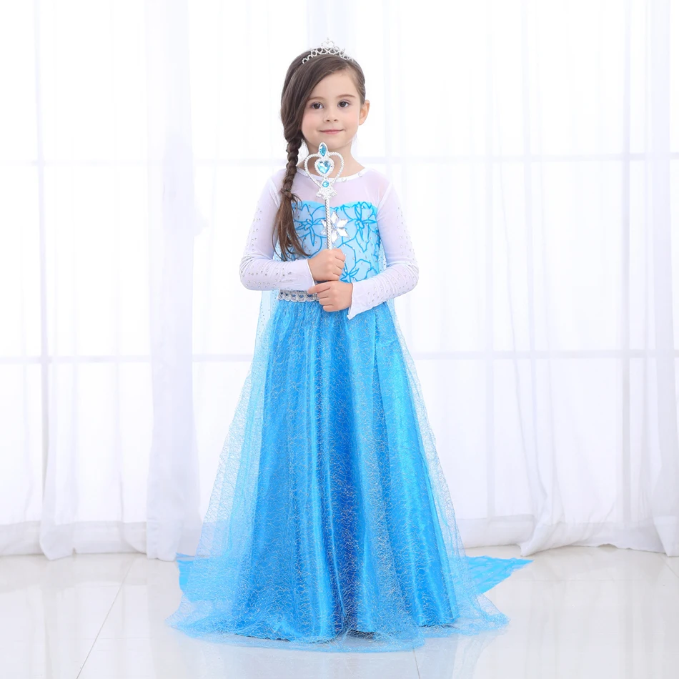 Vestido de princesa Elsa con luz LED para niñas, ropa de fiesta de Cosplay, Reina de la nieve, Carnaval, Navidad, graduación, fiesta, malla