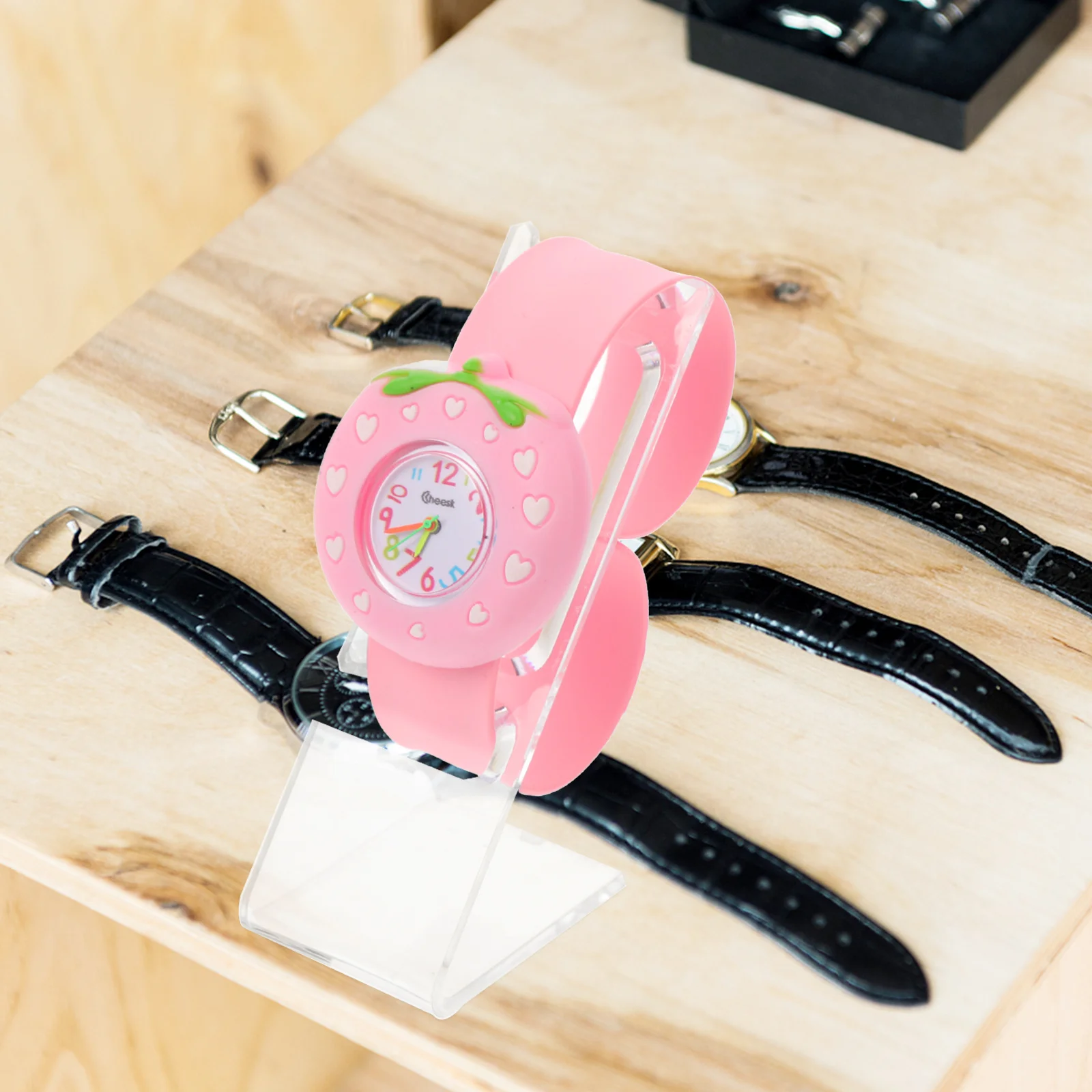 

10Pcs Watch Display Stand Clear Holder for Jewelry Bracelet Storage Rack Sturdy Lightweight Pc Material Tabletop Showcase