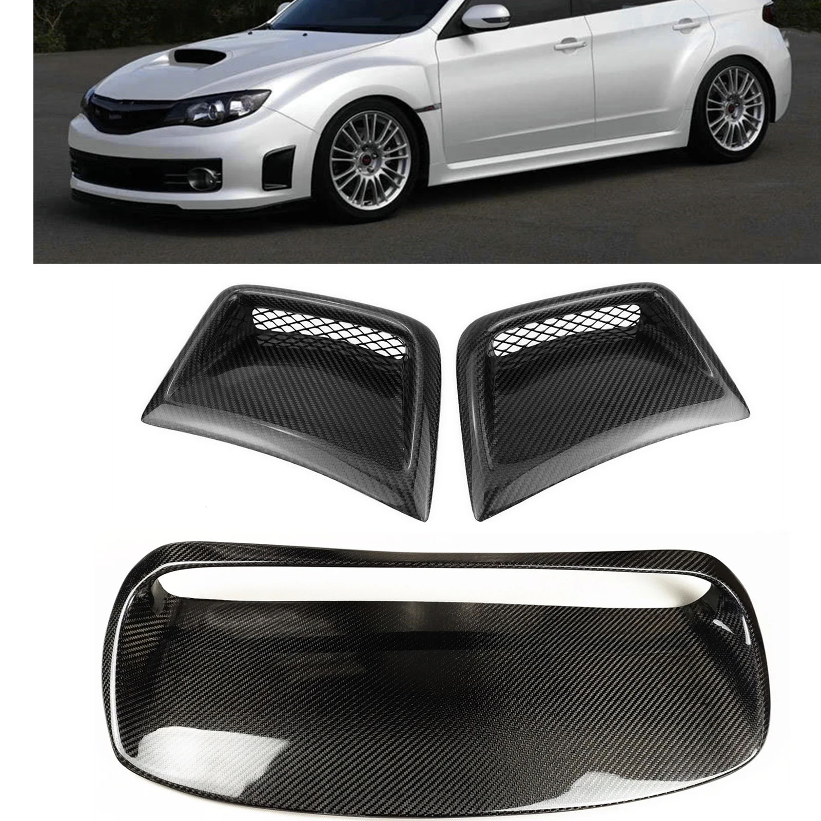 Engine Hood Bonnet Vent Scoop Cover For Subaru Impreza WRX STi 2008-2014 Bumper Side Outlet Intake Air Duct Trim