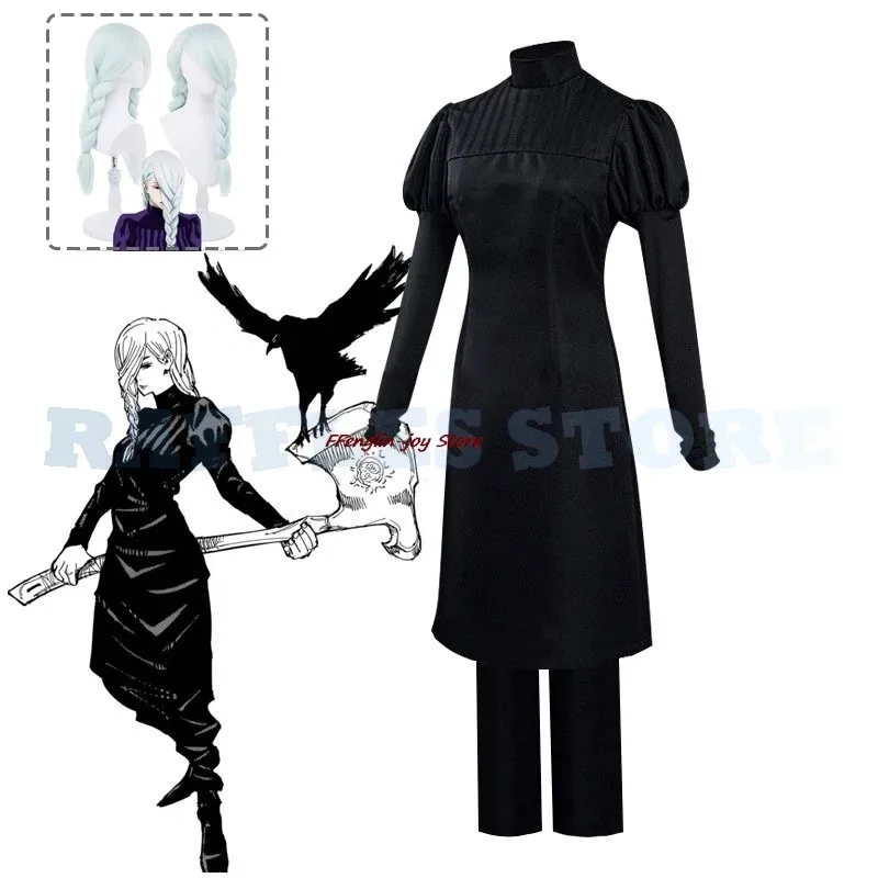 

Mei Mei Cosplay Costume Anime Jujutsu Kaisen Wig Lady Black Cool Uniforms Suit for Halloween Party Wig Braid Dress Pants