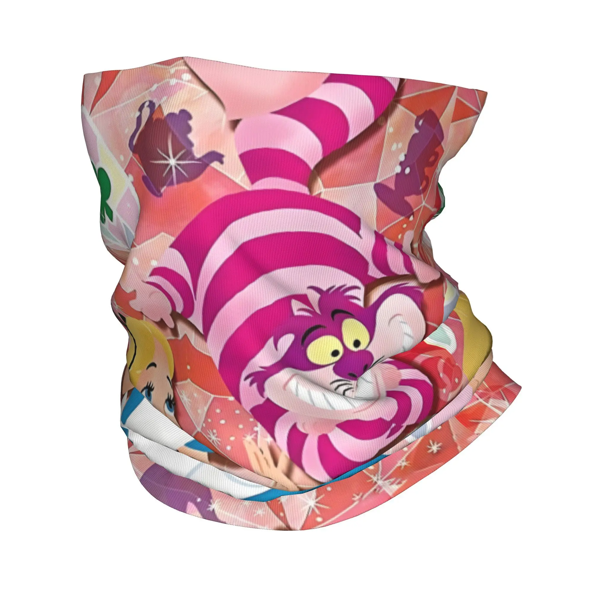 

Cheshire Cat Bandana Winter Neck Warmer Women Windproof Wrap Face Scarf for Hiking Alice In Wonderland Cartoon Gaiter Headband
