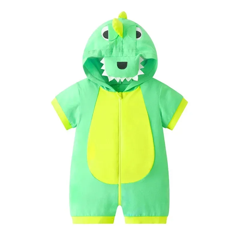 ملابس أطفال بنين بنات رومبير جميل ديناصور حللا الصيف القطن سستة نيسيي الحيوان مضحك الزي مقنعين 0-24 أشهر