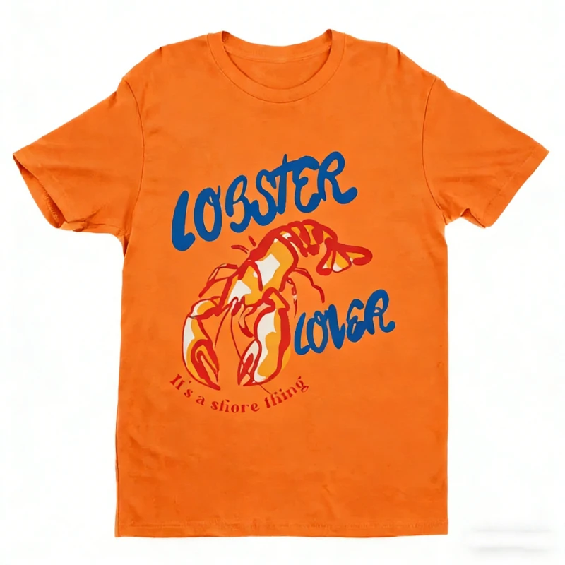 Camicia Lobster La Dolce Vita Maglietta estetica pescatore Aragosta costiera Oceano Camicie in cotone da donna T-shirt a maniche corte regolari