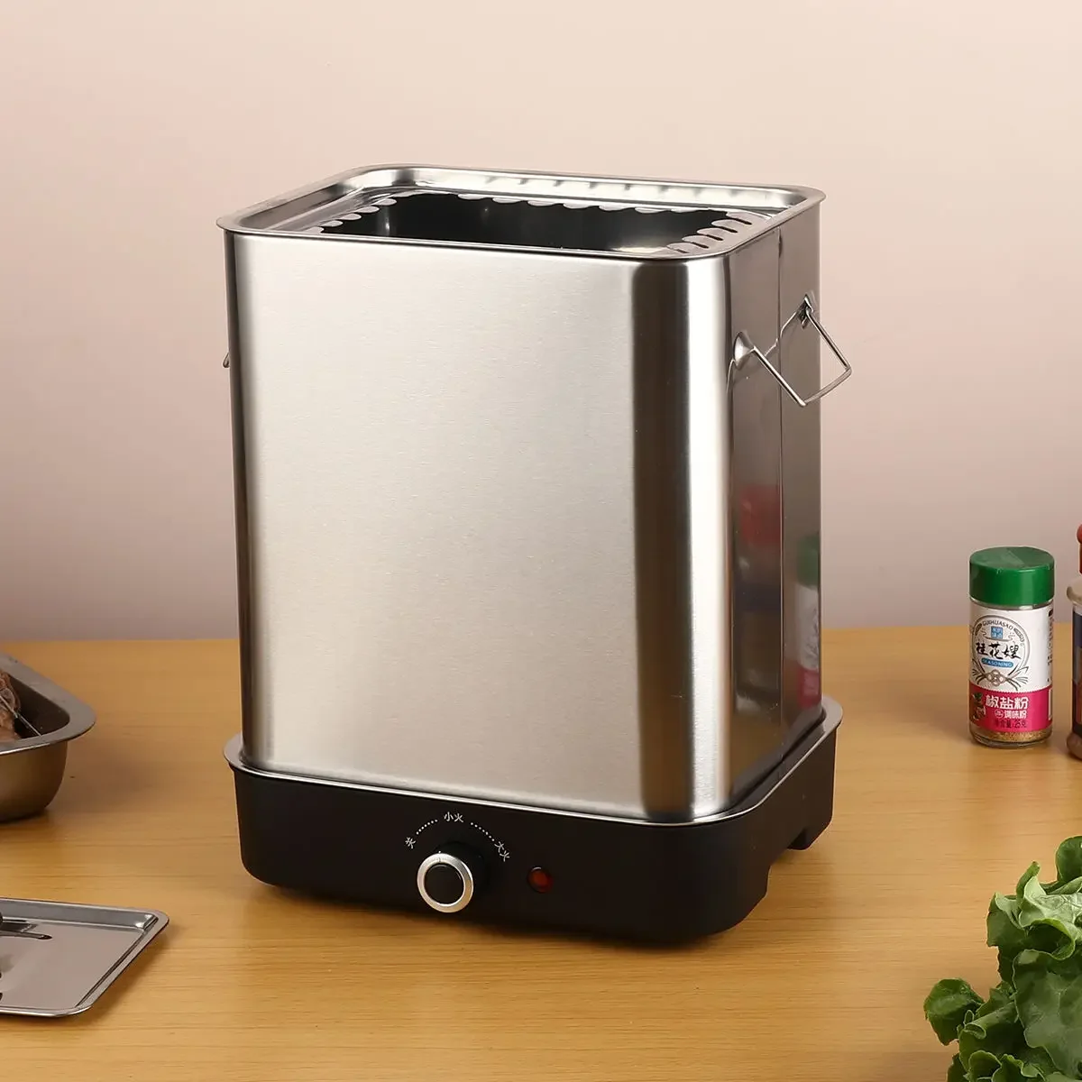 شواية كهربائية، سيخ داخلي، ماكينة شواء منزلية صحية بدون دخان، مريحة من الفولاذ المقاوم للصدأ، أسياخ شواء معلقة