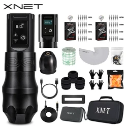 XNET Moteng Wireless Tattoo Machine Kit with Extra 2100mAh Power Supply 40 Mixed Tattoo Cartridges for Tattoo Artists