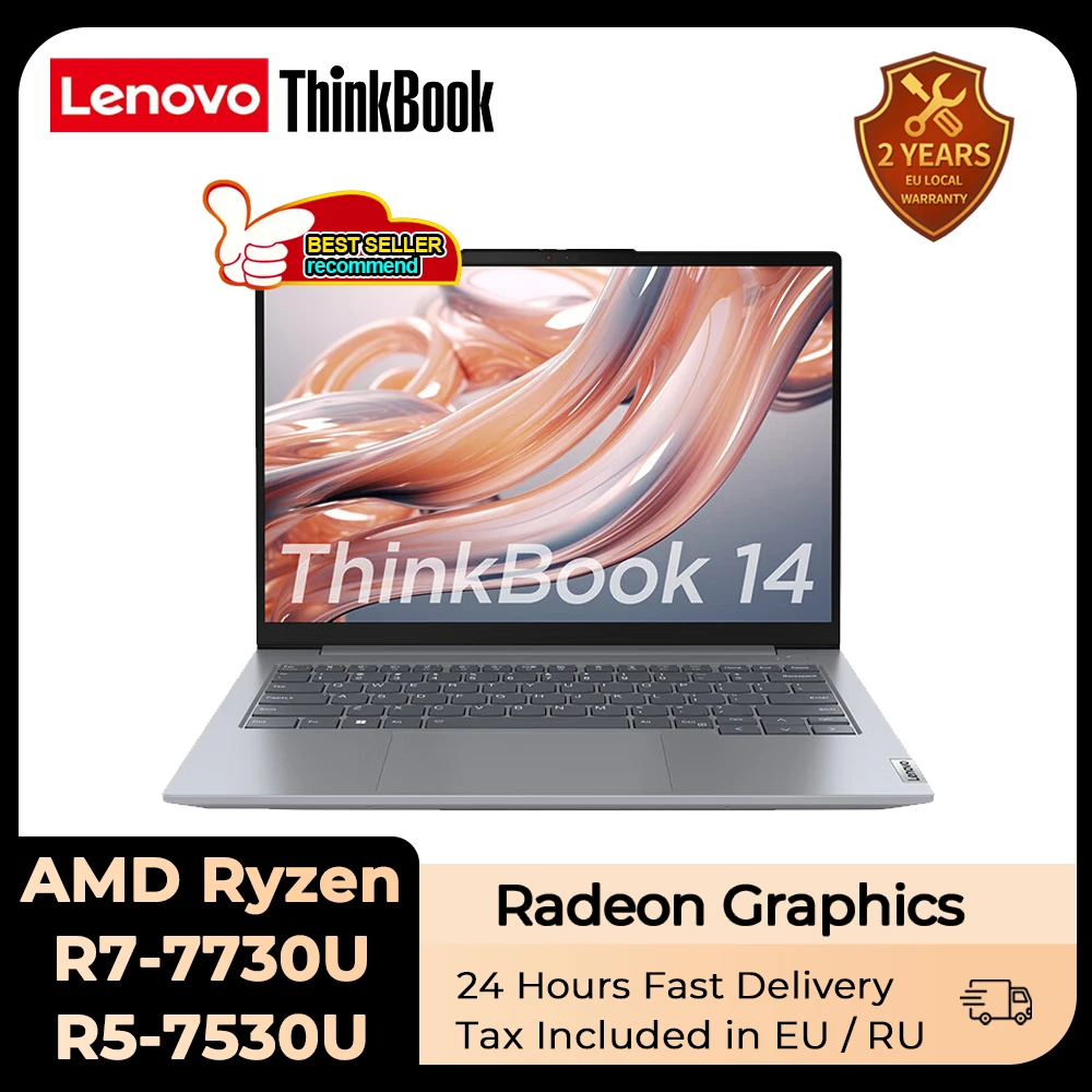 Lenovo 2023 ThinkBook 14 Laptop AMD R5 7530U/R7 7730U Radeon Graphics 16GB RAM 1TB/2TB SSD 14inch 2.2K Backlit keyboard Notebook