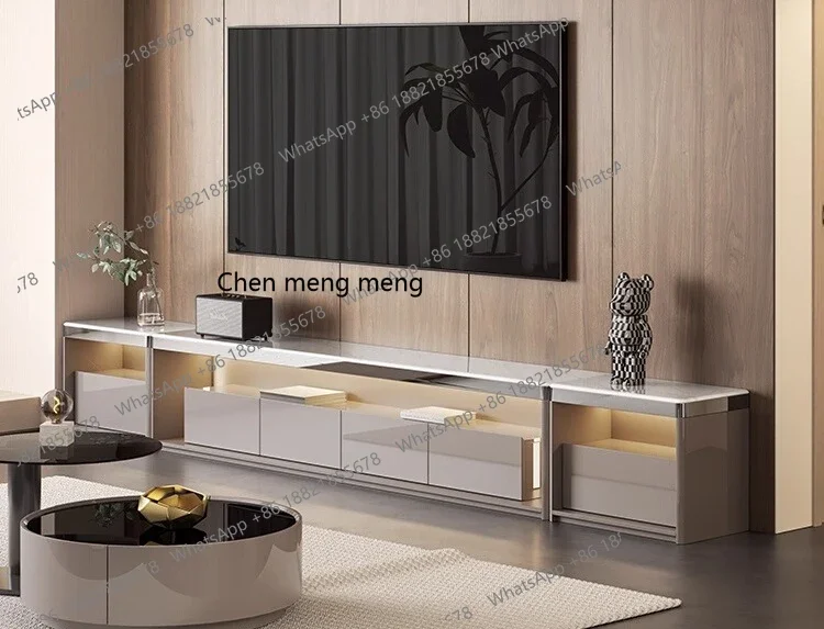 

Floor-to-ceiling TV cabinet Italian light luxury, high-end villa living room home modern simple coffee table combination