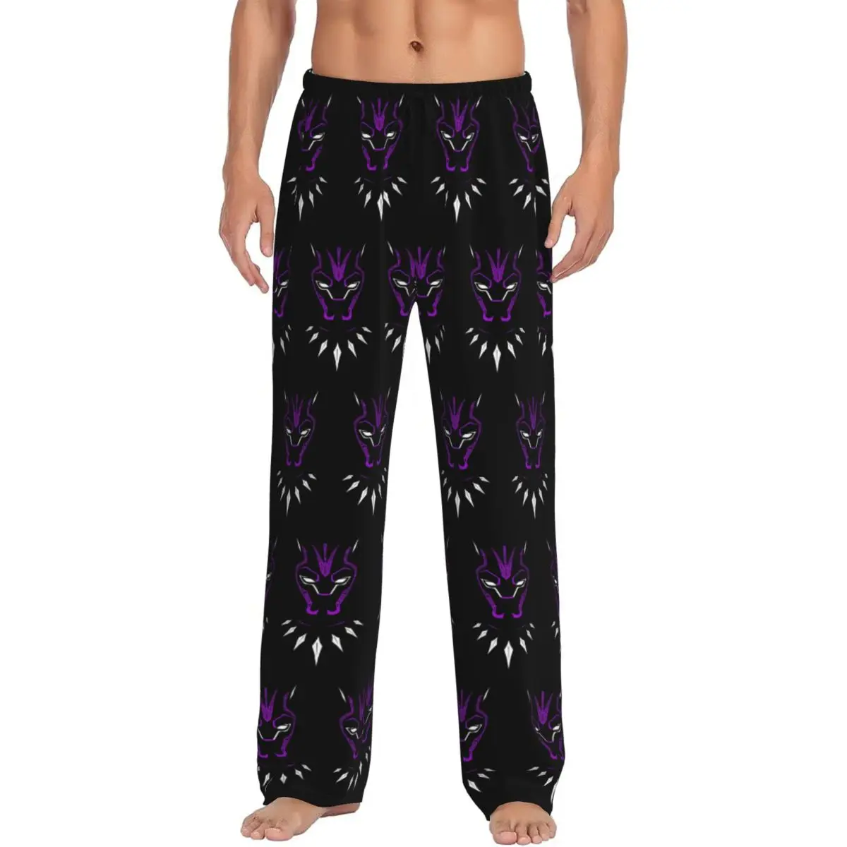 

Custom Men's Black Panther Pajama Pants Print Comics Sleep Sleepwear Bottoms with Pockets