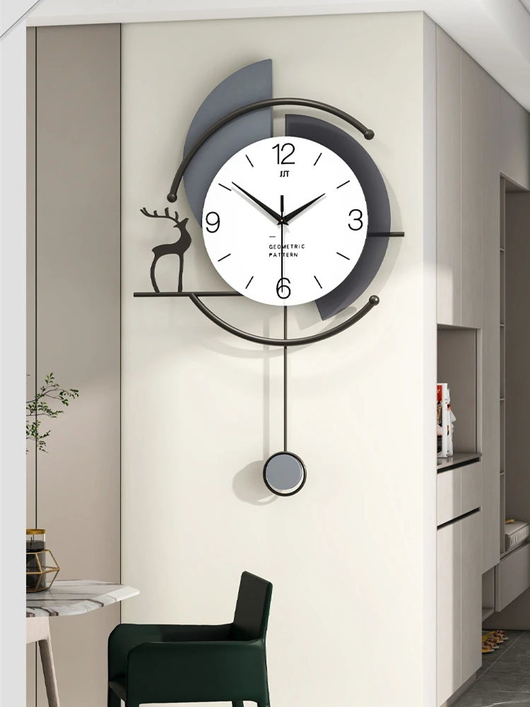 Modern Minimalist Wood Wall Clock, Deer Swing Clocks, Home Decoration, Dining Room, Background Art, Hanging Horologe