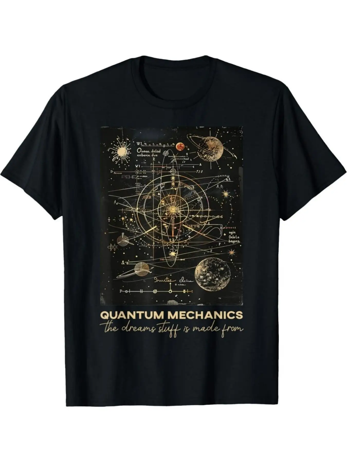 Men'S Quantum Mechanics T-Shirt Suitable for All Sizes, Featuring Science-Themed Atomic And Planetary Diagrams.This Soft, Breathable, Regular Fit Casual Geekwear Showcases a Quantum Physics Design