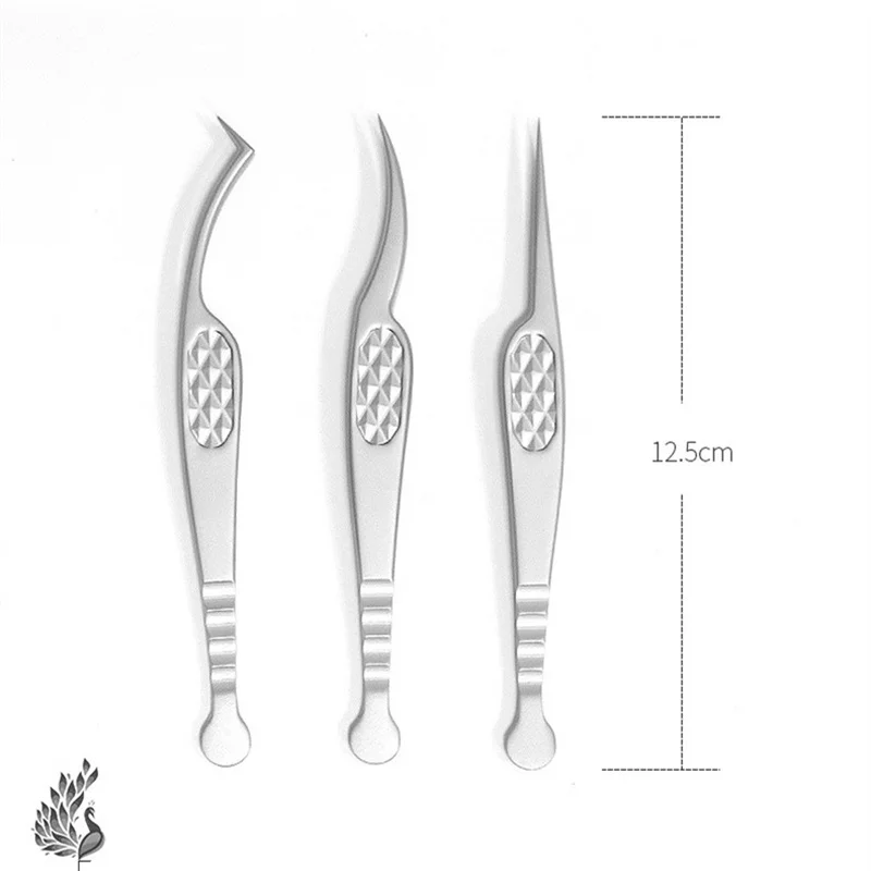 1Pc Eyelash Tweezers Stainless Steel Anti-static Professional Print 3D Ukrainian precision Lash Tweezers Support customization