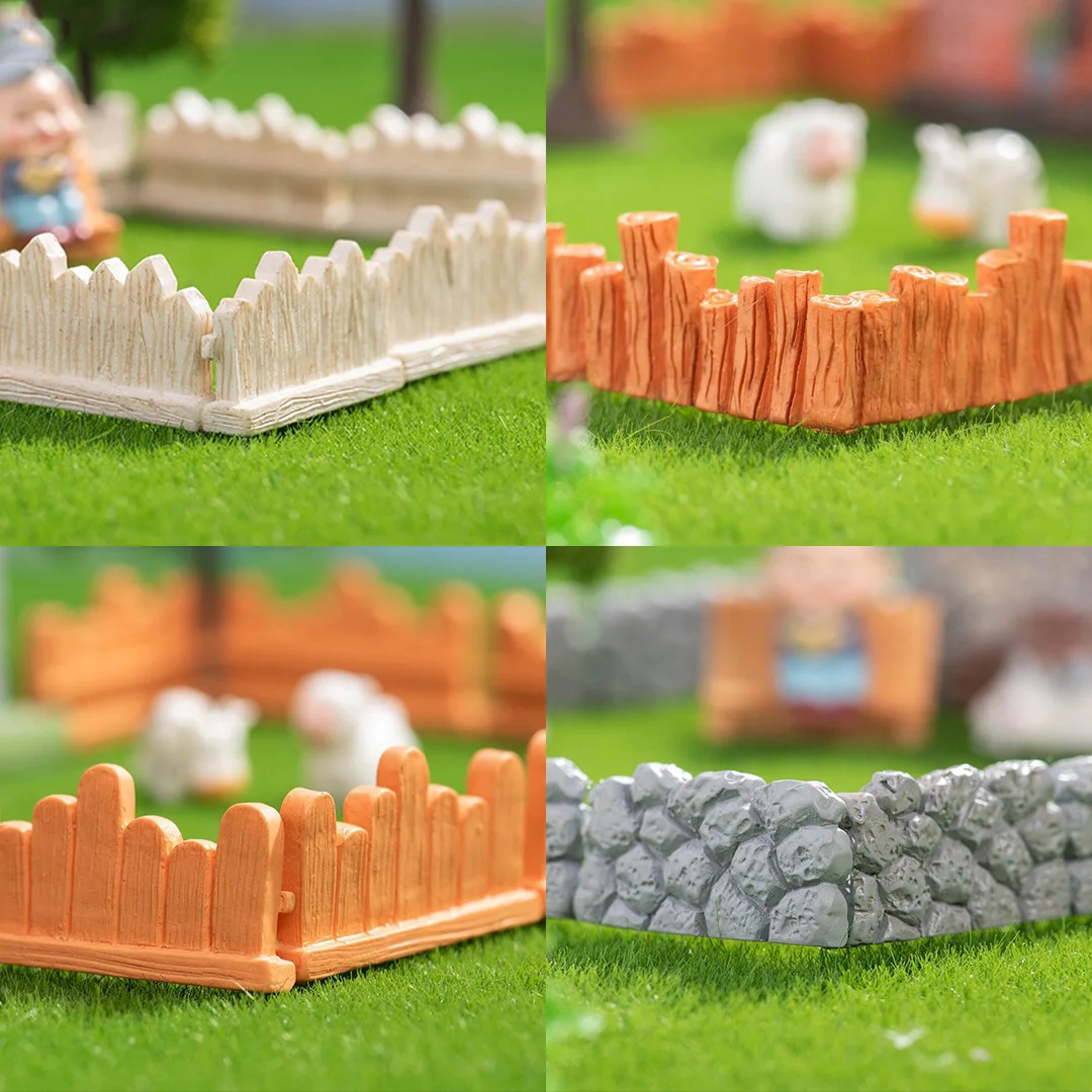 Mini Resin Fence Model DIY Garden Sand Table Layout Materials Micro Landscape Decorations Diorama Accessories 10pcs/lot