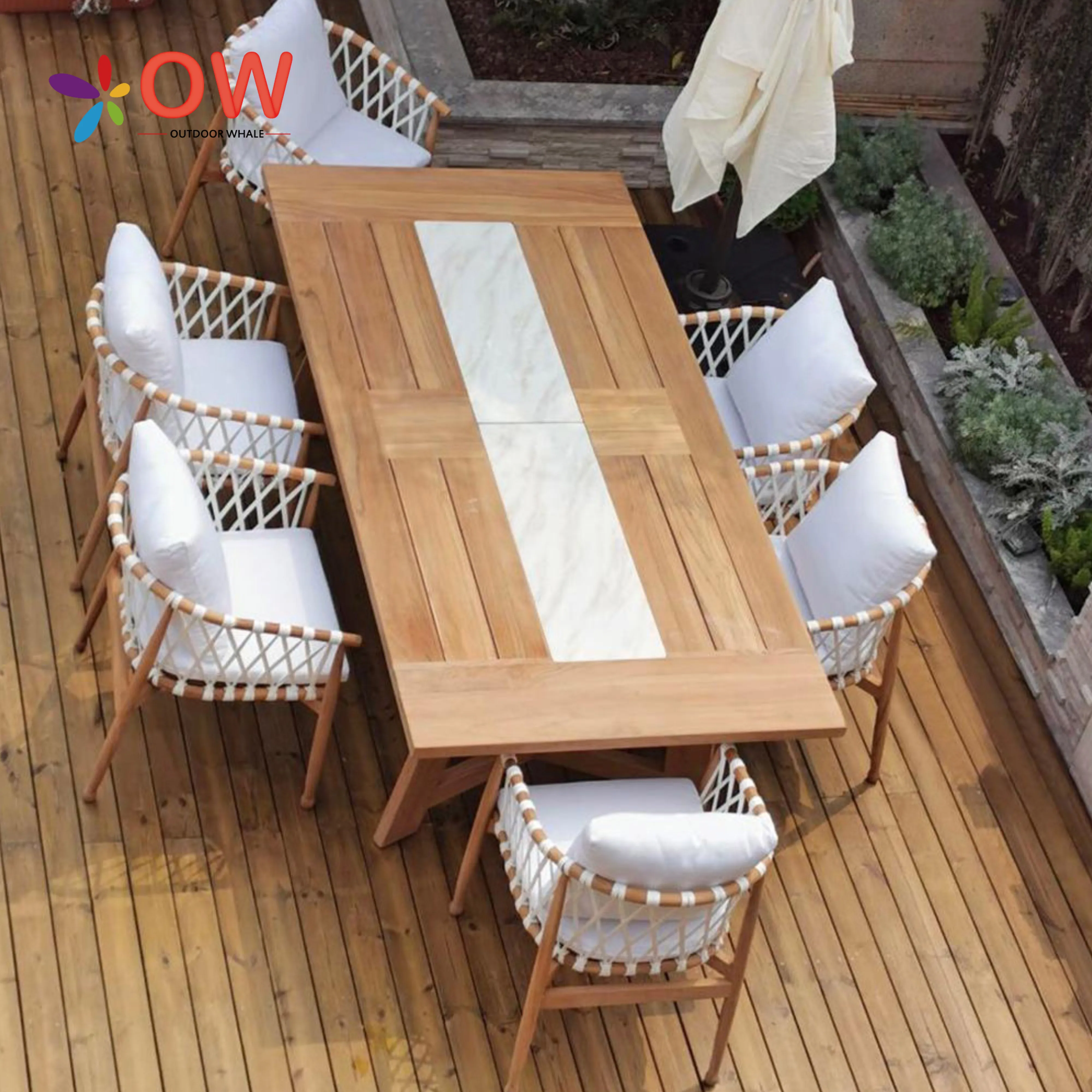 

Modern Teak Dining Table Set For Hotels Villas Courtyards Outdoor Tables And Chairs Outdoor Table Set