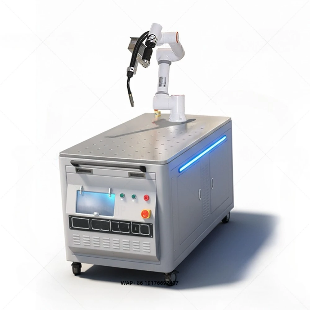 Smart Wheeled Trolley Welding Robot Industrial Cobot Welding Arm with MIG Welder Machine for Fabrication Section Automation