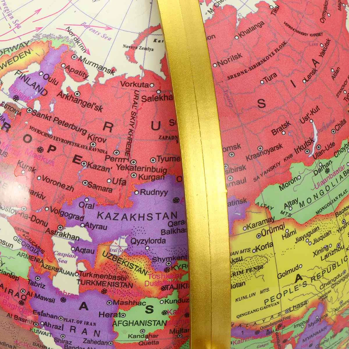 14CM/25CM Gold World Globe Map 360° Rotating With Stand School Geography Educational Supplies Kids Exploring Home Office Decor