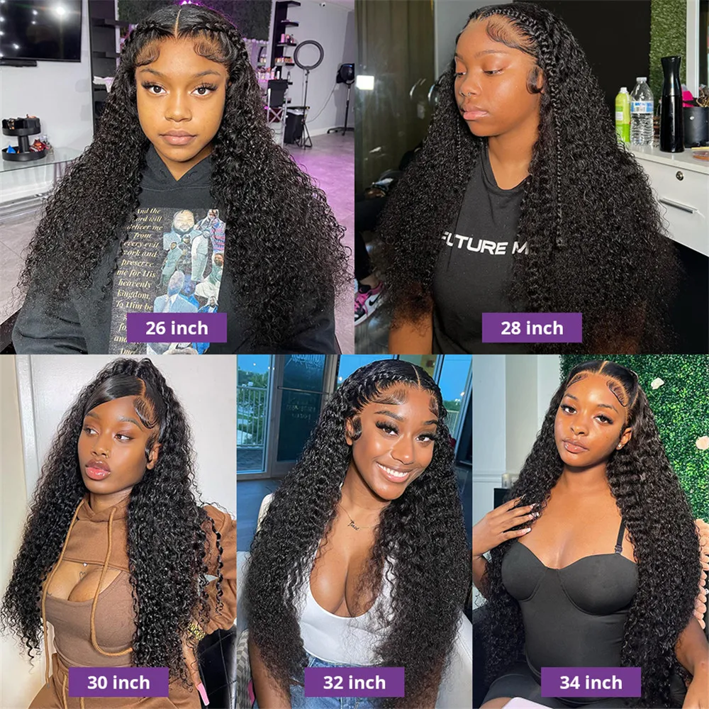 Perruque Deep Wave Lace Front Wig sans colle brésilienne naturelle, cheveux humains, 6x6, 13x4 HD, densité 200, pour femmes