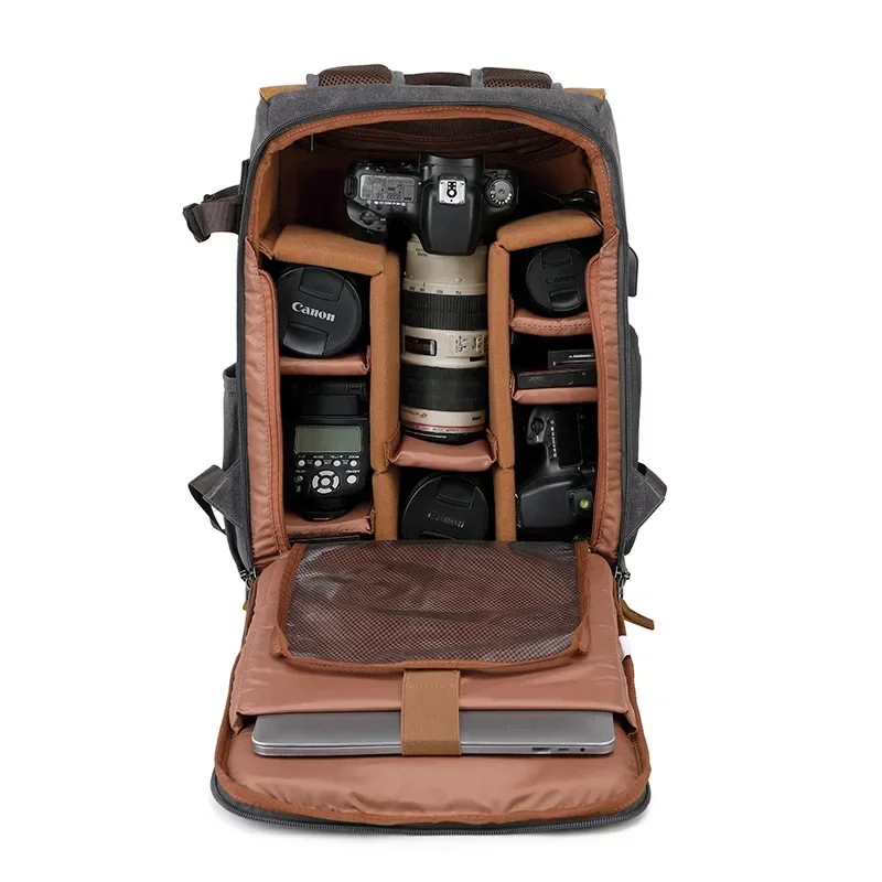 New Small DSLR Double Shoulder Camera Bag Waterproof Theft-proof High-capacity Canvas UAV Bag Outsourced Double Shoulder