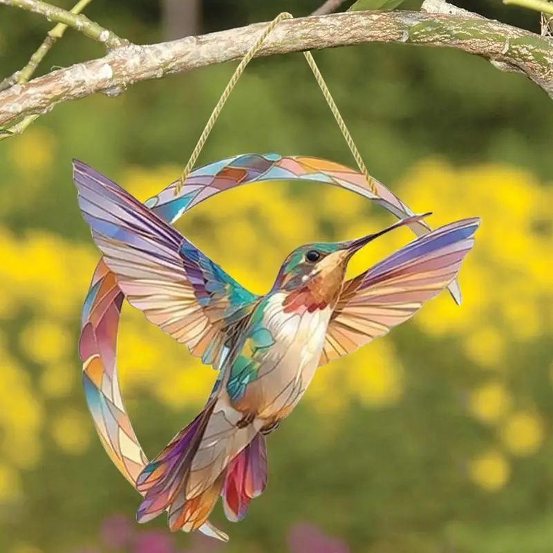 الاكريليك الزجاج الملون الحرف اليدوية حديقة نافذة شرفة الطائر الطنان معلقة ساحة جدار المنزل الطيور زخرفة الباب الديكور