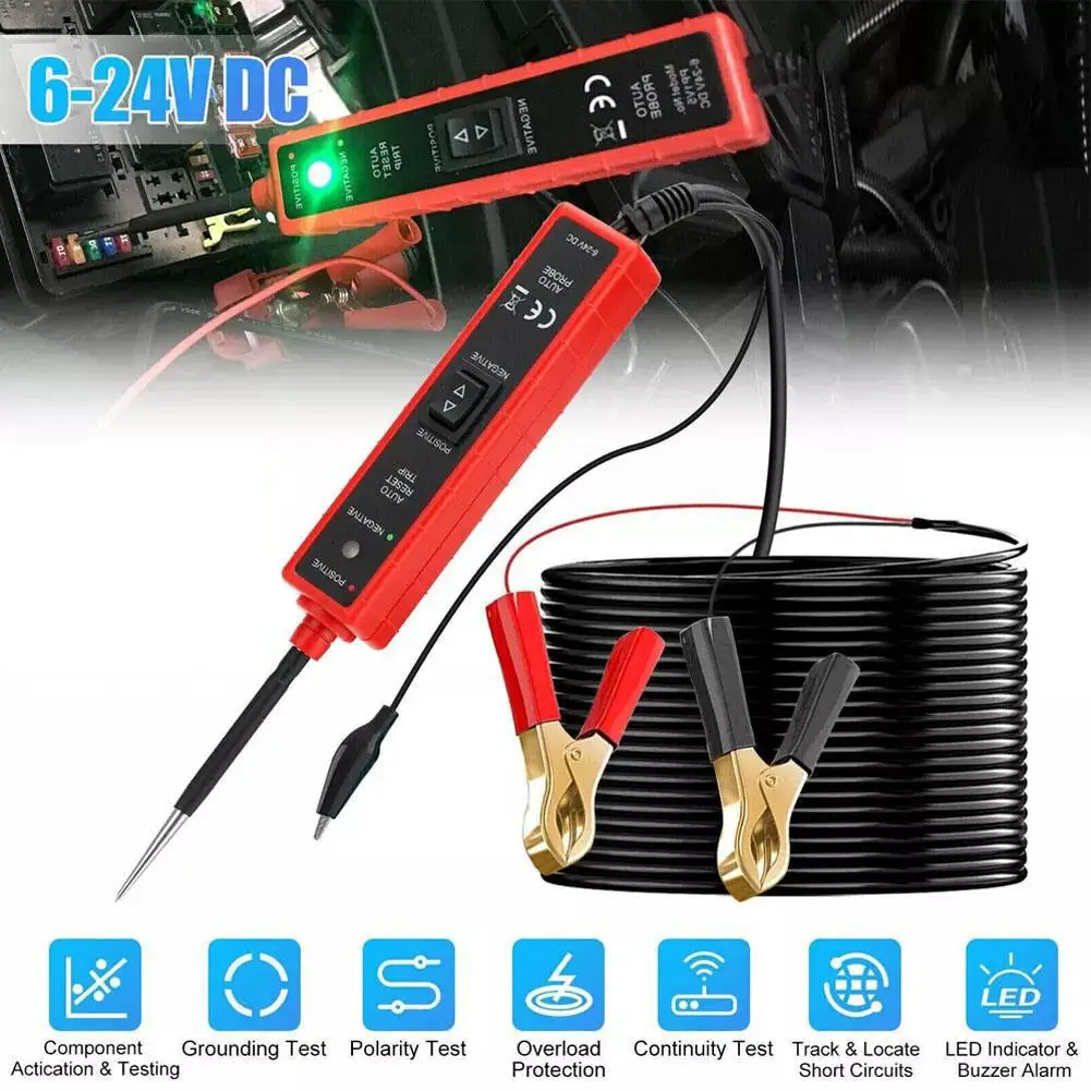 NEW 6-24V 8A Car Circuit Tester Power Circuit Probe Lamp Repair Polarity Test Tool Continuity/Voltage Diagnostic Y6Z9