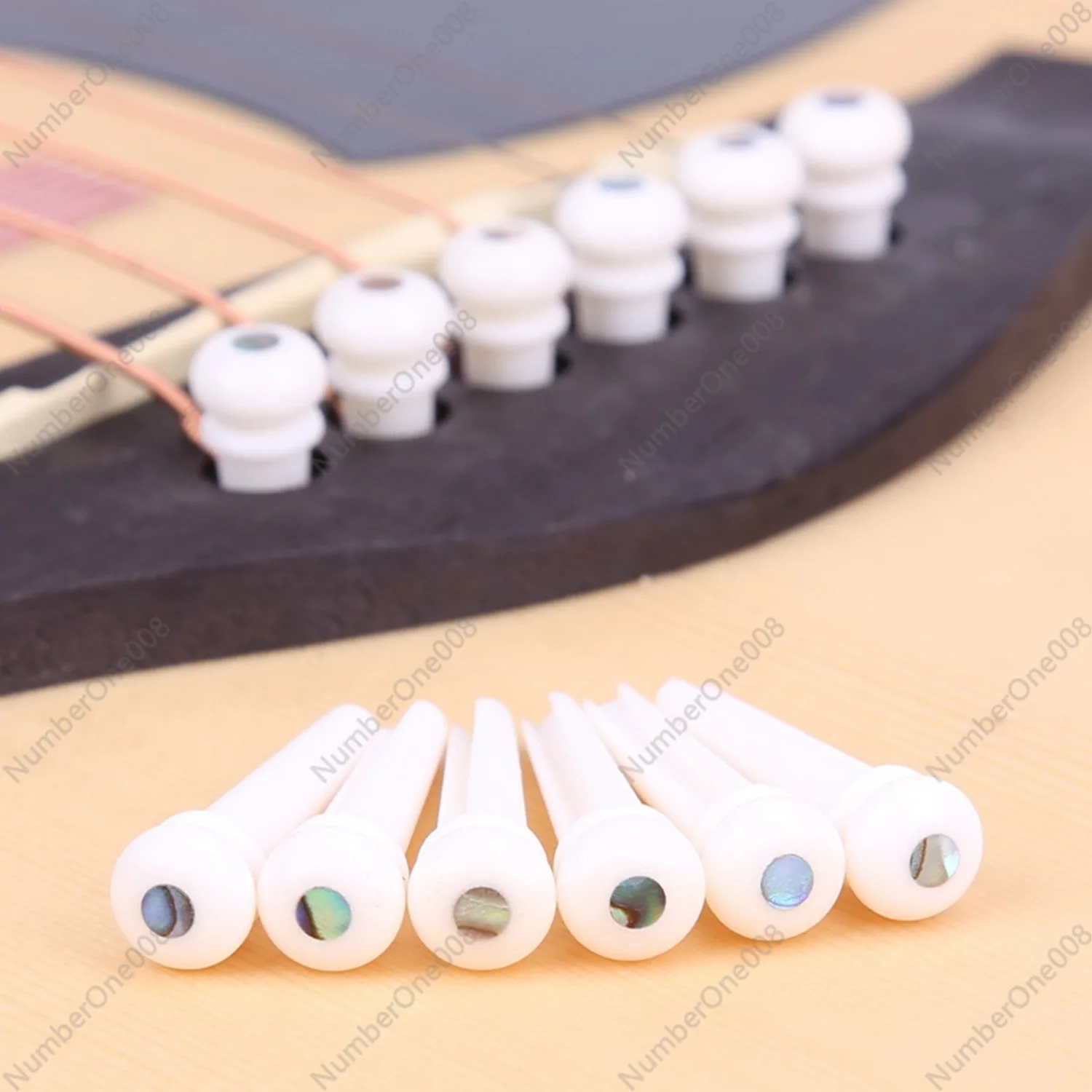 6 Acoustic Guitars, Beef Bone Abalone Point String Nails + Nail Picker (H-01)