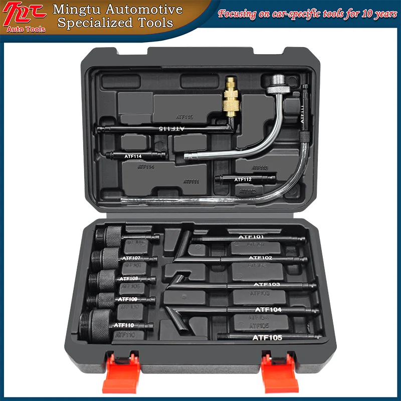 

15-компонентный адаптер для заливки трансмиссионного масла из алюминиевого сплава, пневматический инструмент для заправки масла с автоматической коробкой передач