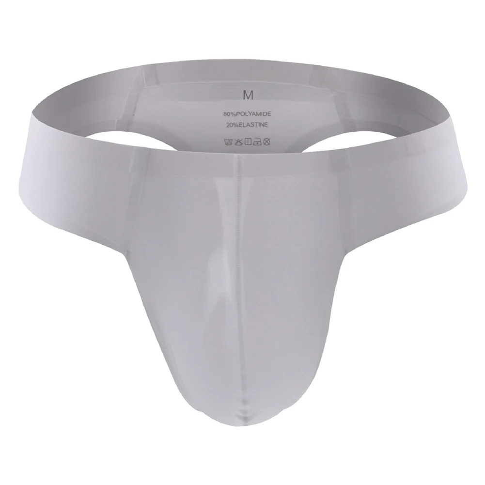 

Seamless Ice Silk Men Thong Underwear with Low Waist and T Back Featuring U Convex Pouch for Support and Comfort