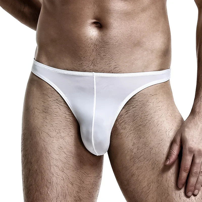 

3 шт., мужские однотонные U-образные выпуклые эластичные облегающие сексуальные футболки с низкой талией, стринги из ледяного шелка, дышащие футболки