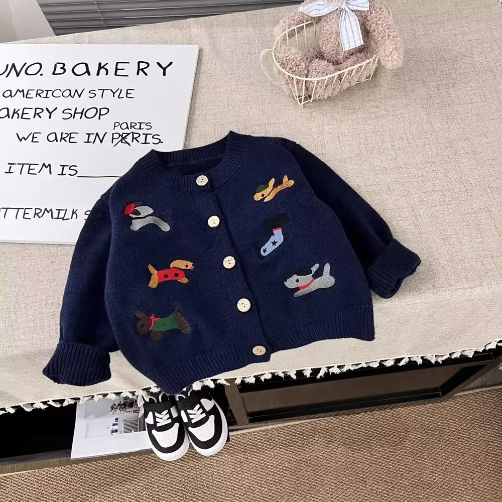 

Children's Sweater Cardigan Spring and Autumn 2026 New Style Western-style Boy and Girl Cartoon Dog Jacket