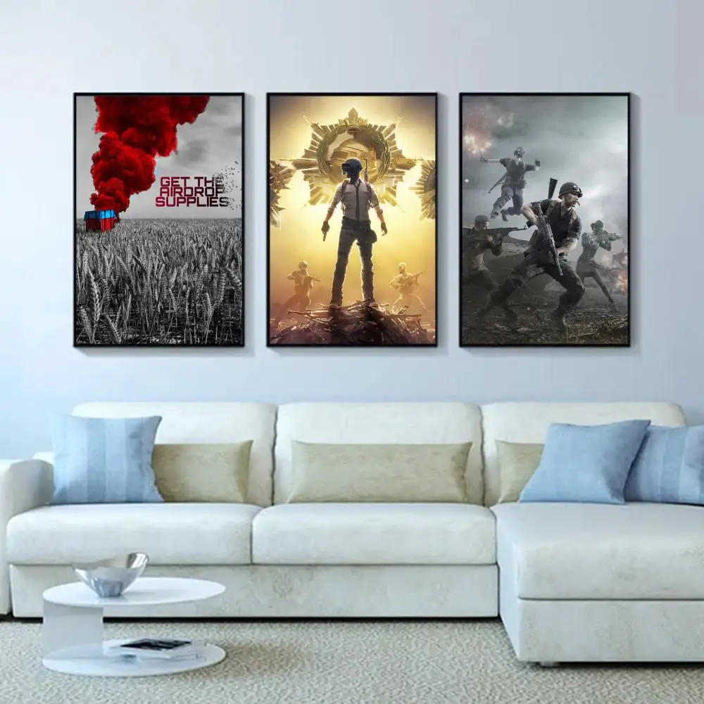 PUBG Classic Movie Posters Vintage Room Bar Cafe Decor Stickers Wall Painting